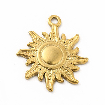 304 Stainless Steel Pendants, Sun Charms, Golden, 20.5x18x1.5mm, Hole: 1.5mm