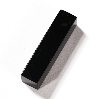 304 Stainless Steel Pendant, Bar/Rectangle, Electrophoresis Black, 20x5x5mm, Hole: 3mm