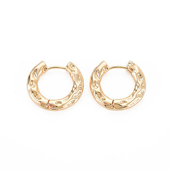 Brass Hoop Earrings for Women, Nickel Free, Real 18K Gold Plated, 18x19.5x3mm