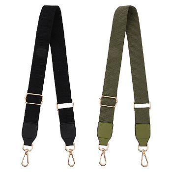 2Pcs 2 Colors Solid Color Cotton Adjustable Wide Shoulder Strap, with Swivel Clasps, for Bag Replacement Accessories, Mixed Color, 88~145.5x3.7cm, 1pc/color