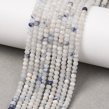 Natural Blue White Dumortierite Beads Strands, Rondelle, Faceted, 4x3mm, Hole: 0.7mm, about 135pcs/strand, 15.55''(39.5cm)