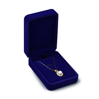 Rectangle Velvet Pendant Storage Boxes, Jewerly Gift Case for Pendant Necklaces, Blue, 10x7x3.5cm