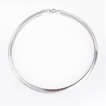 304 Stainless Steel Necklaces, with Lobster Clasps, Stainless Steel Color, Inner Diameter: 13.7cm(5-3/8 inch), 8x2mm