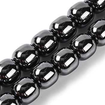 Non-magnetic Synthetic Hematite Beads Strands, Barrel, Black Plated, 8.5x8mm, Hole: 1.5mm, about 49pcs/strand, 15.79''(40.1cm)