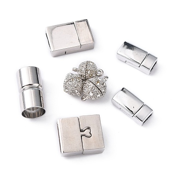 Alloy Magnetic Clasps, Mixed Style, Platinum, 20~30x9~17x6~7mm, Hole: 1~4x11mm