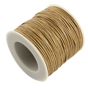 Waxed Cotton Thread Cords, BurlyWood, 1mm, about 100yards/roll