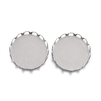 304 Stainless Steel Cabochon Settings, Lace Edge Bezel Cups, Flat Round, Stainless Steel Color, Tray: 18mm, 19x3mm