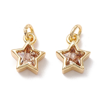 Brass Cubic Zirconia Charms, Real 18K Gold Plated, Star, Camel, 9x7.5x3mm, Hole: 2.5mm