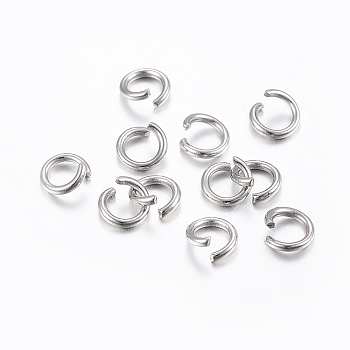 Tarnish Resistant 304 Stainless Steel Open Jump Rings, Round, Stainless Steel Color, 8x1mm, 18 Gauge