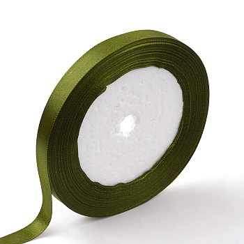 Single Face Satin Ribbon, Polyester Ribbon, Olive, 1/4 inch(6mm), about 25yards/roll(22.86m/roll), 10rolls/group, 250yards/group(228.6m/group)