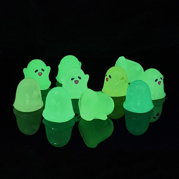 Luminous Resin Display Decorations, Glow in the Dark, Ghost, Mixed Color, 24x24.5x25.5mm