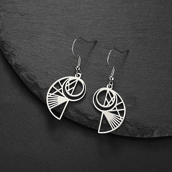 304 Stainless Steel Dangle Earrings, Hollow Conch, Stainless Steel Color, 24x17mm