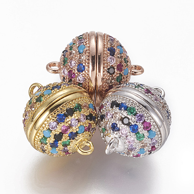 Mixed Color Colorful Round Brass+Cubic Zirconia Clasps