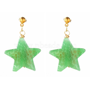 Green Star Natural Agate Stud Earrings