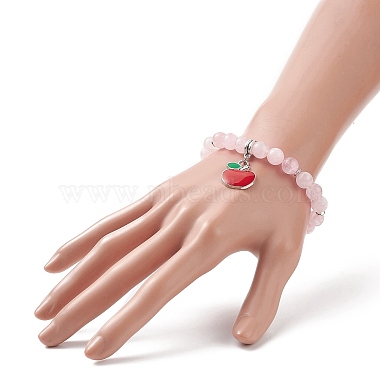 Naturelle quartz rose de perle bracelets extensibles(BJEW-TA00228)-4
