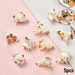 5Pcs Opaque Resin Popcorn Pendants, with Platinum Iron Loop, White, 27x22mm, Hole: 2mm(RESI-YW0004-91B)