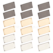 WADORN 18 Sets 3 Colors Zinc Alloy Bag Decorative Clasps, Stamping Blank Tags, with Iron Gasket, Rectangle, Mixed Color, 4x2.15x1.6cm, 6 sets/color(FIND-WR0008-57)
