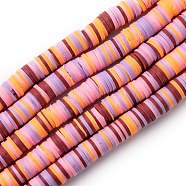 Handmade Polymer Clay Beads Strands, for DIY Jewelry Crafts Supplies, Heishi Beads, Disc/Flat Round, Pearl Pink, 8x1mm, Hole: 2mm, about 350pcs/strand, 15.75''(40cm)(CLAY-R089-8mm-T007)