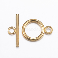 304 Stainless Steel Toggle Clasps, Real 18K Gold Plated, Ring: 18.5x13.5x2mm, Hole: 3mm, Bar: 20x7x2mm, Hole: 3mm(X-STAS-H380-04G)