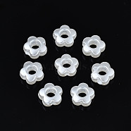 ABS Plastic Imitation Pearl Beads, Flower, Creamy White, 9x9x4mm, Hole: 1.4mm, about 153pcs/20g(X1-OACR-N008-117)