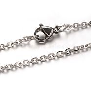 304 Stainless Steel Cable Chain Necklaces, with Lobster Claw Clasps, Stainless Steel Color, 17.7 inch(45cm), 1mm(NJEW-M151-24P)