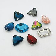 Glass Pointed Back Rhinestone, Back Plated, Pointed Back & Faceted, Mixed Style, Mixed Color, 23~29x18~24x7.5~8mm(RGLA-MSMC001-M1)