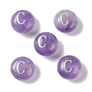 Natural Amethyst Beads, Rondelle with Letter, Letter C, 8.5~9x5~5.5mm, Hole: 1.2mm(G-L524-20C-03)