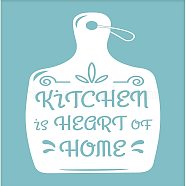 Self-Adhesive Silk Screen Printing Stencil, for Painting on Wood, DIY Decoration T-Shirt Fabric, Bottle with Word Kitchen is Heart of Home, Sky Blue, 28x22cm(DIY-WH0173-029)