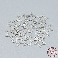925 Sterling Silver Charms, Star, Silver, 11.5x10x0.7mm, Hole: 1mm(STER-T002-254S)