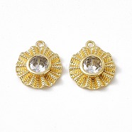 Brass Pave Clear Cubic Zirconia Flat Round Charms, Real 18K Gold Plated, 11x10.5x2.5mm, Hole: 1mm(KK-K271-26G)
