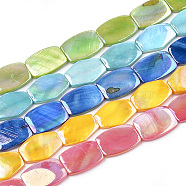 AB Color Freshwater Shell Bead Strands, Dyed, Rectangle, Mixed Color, 21x15x3~4mm, Hole: 1mm, about 19pcs/strand, 15.3 inch(X-SHEL-T009-04)