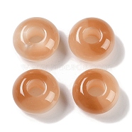 Resin European Beads, Large Hole Beads, Imitation Cat Eye, Rondelle, Chocolate, 13.5x7.5mm, Hole: 5mm(RESI-F055-08I)