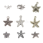 DIY Findings Kits, Including Tibetan Style Alloy Beads & Links & Charms, Starfish, Antique Silver, 90pcs/set(TIBE-SC0001-49)