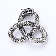 304 Stainless Steel Multi-Strand Links, Dragon, Antique Silver, 34x38x7mm, Hole: 6~13mm(STAS-E434-04B)