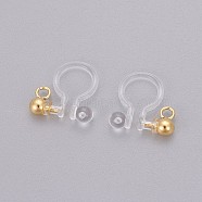 Transparent U Type Painless Prevent Allergy Resin Ear Clip, with Stainless Steel Findings, Real 18k Gold Plated, 11x10.5x3mm, Hole: 1.4mm(KY-L005-02G)