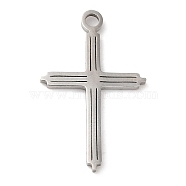 201 Stainless Steel Pendants, Cross Charm, Stainless Steel Color, 22x14x1.5mm, Hole: 1.6mm(STAS-D053-15A-P)