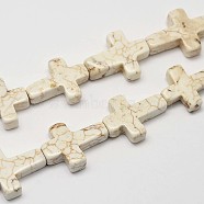 Cross Natural Magnesite Beads Strands, Creamy White, 20x16x6mm, Hole: 1mm, about 20pcs/strand, 15.7 inch(G-M138-01)