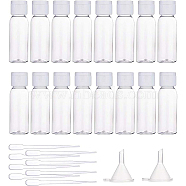 Transparent Flip Cap Round Shoulder Plastic Bottle, with Dropper and Funnel Hopper, Clear, 8.5cm, Capacity: 30ml, 32pcs/set(MRMJ-BC0001-56)