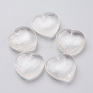 Natural Quartz Crystal Beads, Rock Crystal Beads, Half Drilled, Heart, 25x25x8.3mm, Hole: 1mm(G-I285-05)
