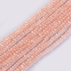 Glass Beads Strands, Faceted, Round, Light Salmon, 2x2mm, Hole: 0.4mm, about 193~197pcs/strand, 14.17 inch~15.51 inch(36~39.4cm)(EGLA-E057-02A-04)