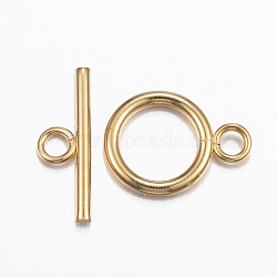 304 Stainless Steel Toggle Clasps, Golden, Ring: 18.5x13.5x2mm, Hole: 3mm, Bar: 20x7x2mm, Hole: 3mm(X-STAS-H380-04G)