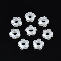 ABS Plastic Imitation Pearl Beads, Flower, Creamy White, 9x9x4mm, Hole: 1.4mm, about 153pcs/20g(X1-OACR-N008-117)