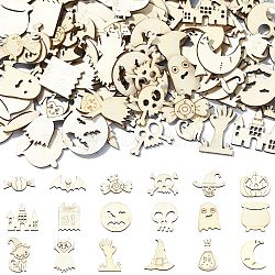 Halloween Wood Pieces, DIY Wood Craft Supples, Old Lace, 2~3.3x2.15~3.1x0.25cm, about 100pcs/set(WOOD-CJC0006-021A)