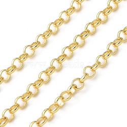 Brass Rolo Chains, Soldered, with Spool, Real 18K Gold Plated, 3.5x1mm(CHC-U002-04G-02)