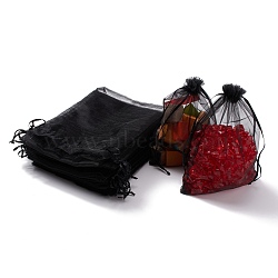 Organza Gift Bags with Drawstring, Jewelry Pouches, Wedding Party Christmas Favor Gift Bags, Black, 23x17cm(OP-R016-17x23cm-18)
