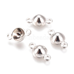 304 Stainless Steel Connector Rhinestone Settings, Silver, 10x5.5x3.5mm, Hole: 1mm, Fit for 5mm Rhinestone(X-STAS-H401-02S-A)
