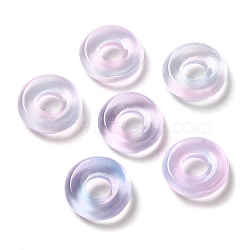Transparent Glass European Beads, Large Hole, Flat Round, Lilac, 12x4mm, Hole: 5mm(GLAA-A012-03E)