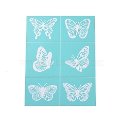 2Pcs Self-Adhesive Silk Screen Printing Stencil, for Painting on Wood, DIY Decoration T-Shirt Fabric, Turquoise, Butterfly Pattern, 28x22cm, 2pcs/set(DIY-OC0008-013)