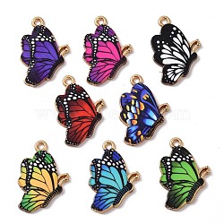 Alloy Enamel Pendants, Butterfly Charm, Golden, 28x19x2mm, Hole: 2mm(ENAM-B054-09G)