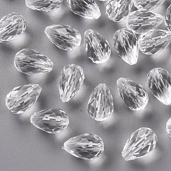Transparent Acrylic Beads, Teardrop Faceted, Clear, 17x11mm, Hole: 2mm, about 450pcs/500g(TACR-S128-01)